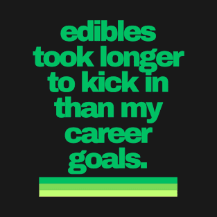 Cannabis Shirts | Funny Cannabis Shirts | Stoner Gifts | 420 Shirts | edibles took longer to kick in than my career goals T-Shirt