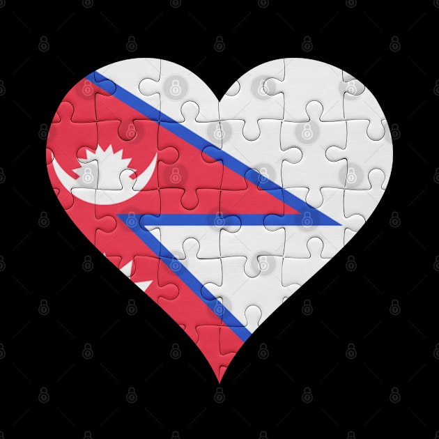 Nepalese Jigsaw Puzzle Heart Design - Gift for Nepalese With Nepal Roots by Country Flags