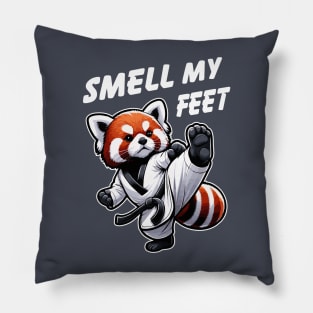 Smell My Feet Cute Red Panda Kick Funny Taekwondo Pillow