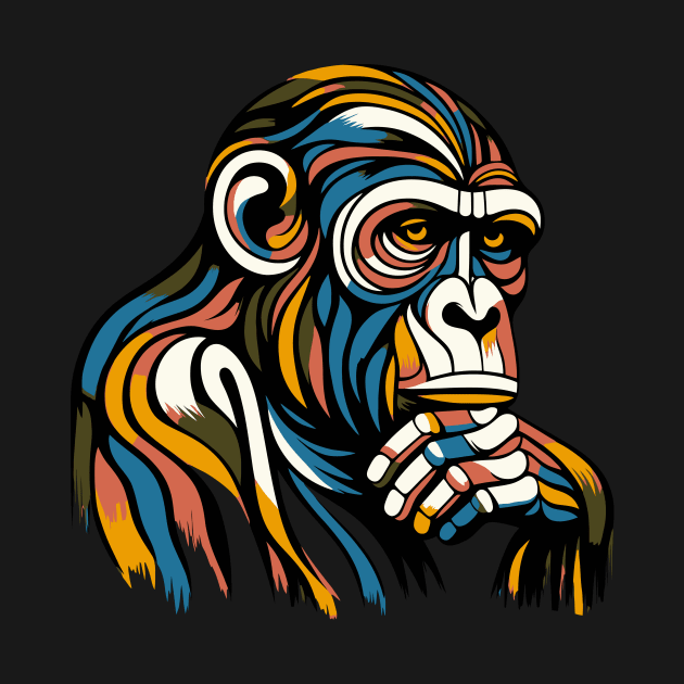 Pop art monkey illustration. cubism illustration of monkey by gblackid