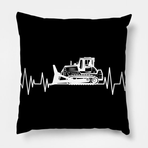 Bulldozer heartbeat driver construction bulldozer Pillow by mezy