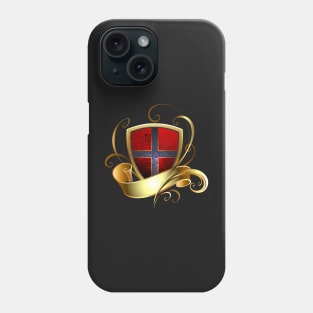 Dark Shield with Golden Ribbon Phone Case