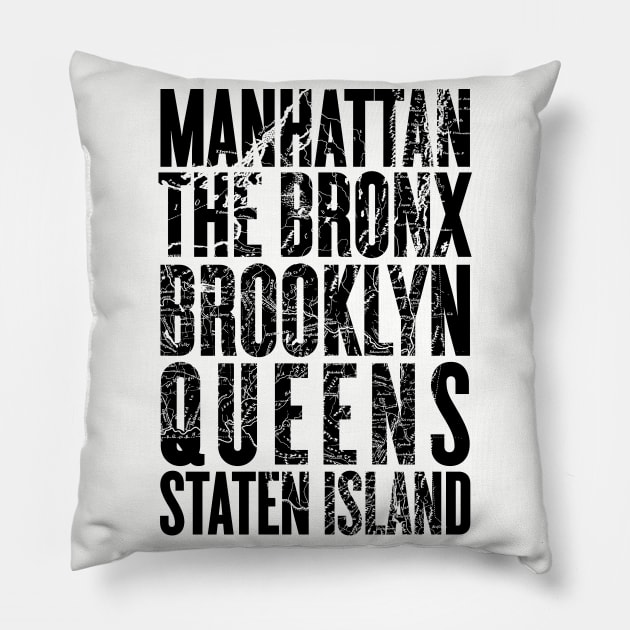 New York City Boroughs minimalist map design Pillow by goodwordsco
