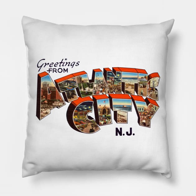 Greetings from Atlantic City New Jersey Pillow by reapolo