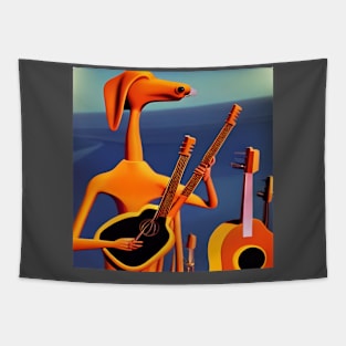 A Kangaroo Playing Guitar Tapestry