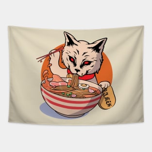 Cat eating spaghetti Tapestry