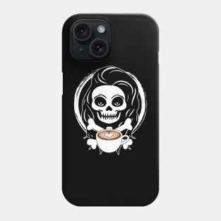 Barista Skull and Coffee Cup White Logo Phone Case