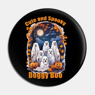 Cute and spoky, doggy BOO! dog halloween outfit Pin