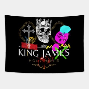 King James Holy Bible Crown Tapestry