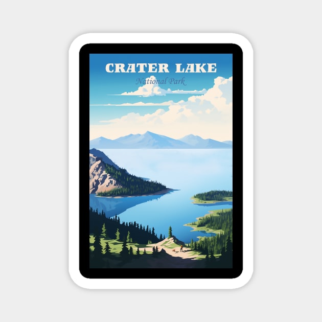 Crater Lake National Park Travel Poster Magnet by GreenMary Design