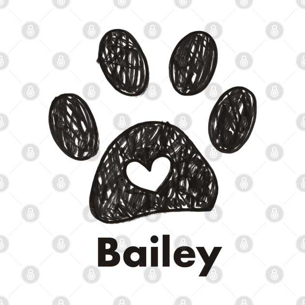 Bailey name made of hand drawn paw prints by GULSENGUNEL