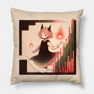 Paper Illustration of Devil Girl Pillow