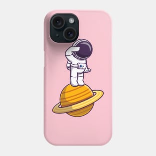 Astronaut Standing On Planet Cartoon Phone Case