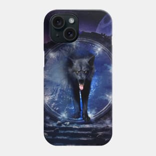 Awesome wolf comes through a gate Phone Case