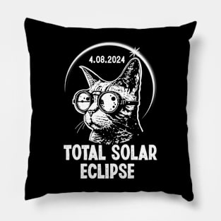 Astronomy Cat Wearing Solar Eclipse Glasses 2024 Pillow