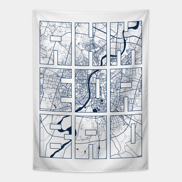 Ahmedabad, Gujarat, India City Map Typography - Coastal Tapestry by deMAP Studio