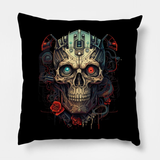 Skull machine Pillow by Crazy skull