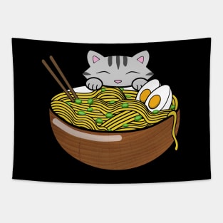 Cute Cat Eating Ramen Tapestry