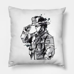 Firefighter in Watercolor Style Pillow