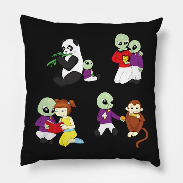Starlight the Alien Sticker Pack Pillow by dogbone42