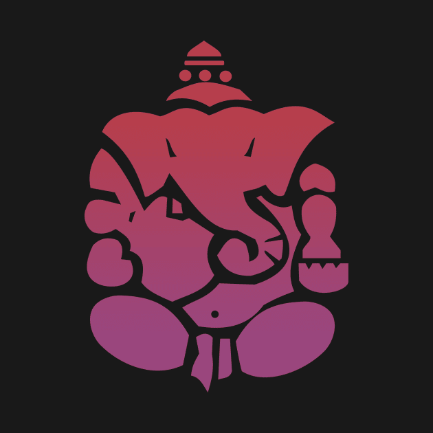 Red Abstract Lord Ganesha Destroyer of Obstacles by MOP tees