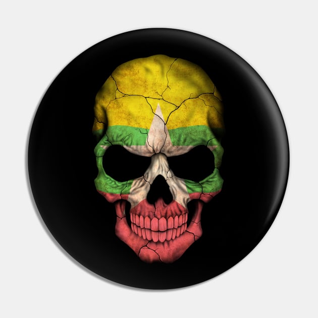 Myanmar Flag Skull Pin by jeffbartels