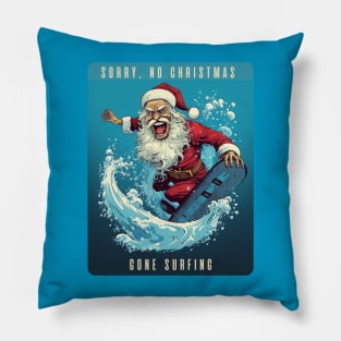 Santa Gone Surfing Pillow