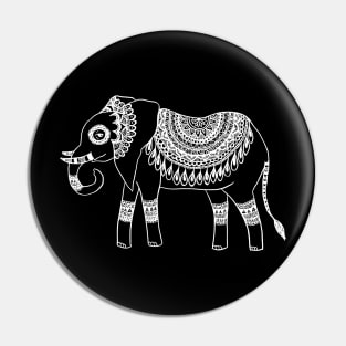 Boho Elephant Black and White Pin