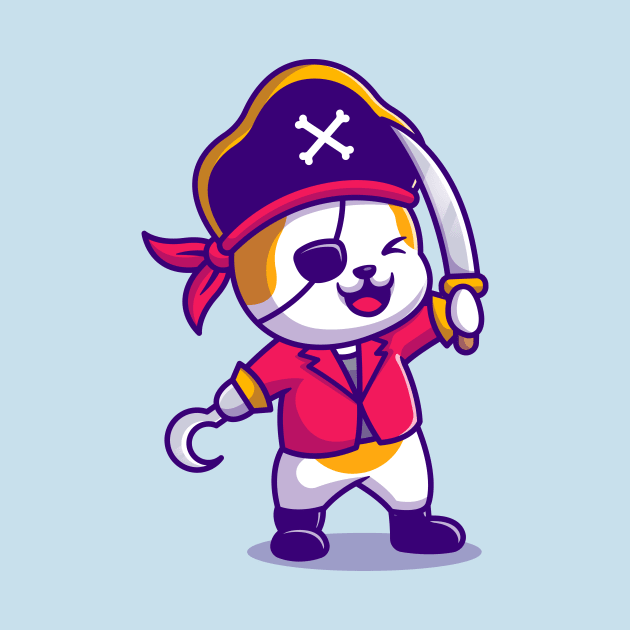 Cute Cat Pirate With Sword Cartoon by Catalyst Labs