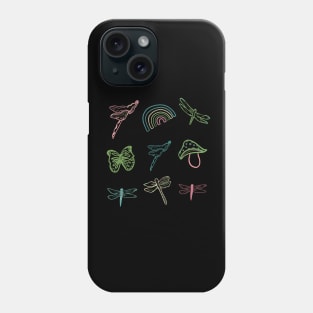 Butterfly, dragonfly and mushroom Phone Case