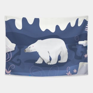 Cute Cartoon Polar Bear Tapestry