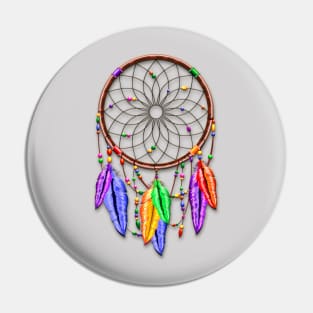 Dreamcatcher Rainbow Feathers Pin