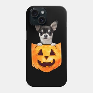 Black Chihuahua Dog In Pumpkin Pocket Halloween Phone Case