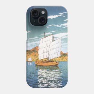 Boat Transporting Rocks at Bingo by Kawase Hasui Phone Case