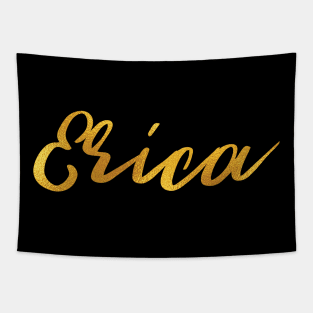 Erica Name Hand Lettering in Faux Gold Letters Tapestry