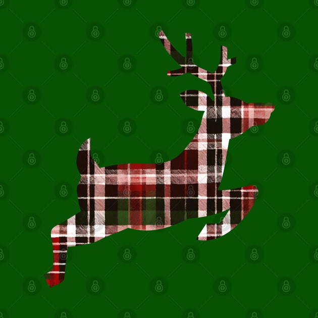 Christmas Plaid Flying Reindeer by nancy.hajjar@yahoo.com