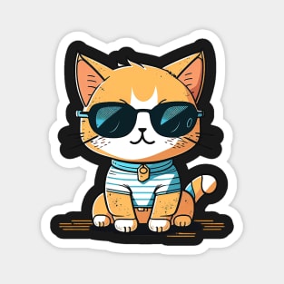 Cute ginger cat wearing sunglasses Magnet