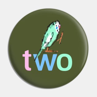 Parakeet Two - Second Birthday Design Pin