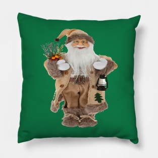 Vintage Style Santa Claus Wearing Brown Suit Vector Art Pillow