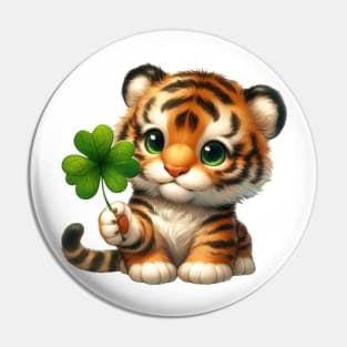 Clover Tiger St Patricks Day Pin