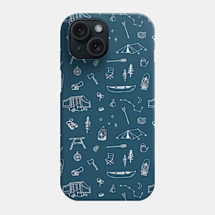 Simple camping pattern blue Phone Case