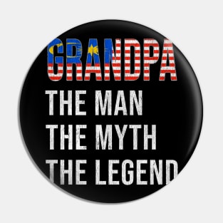 Grand Father Malaysian Grandpa The Man The Myth The Legend - Gift for Malaysian Dad With Roots From  Malaysia Pin