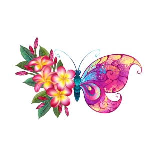 Painted butterfly with plumeria T-Shirt