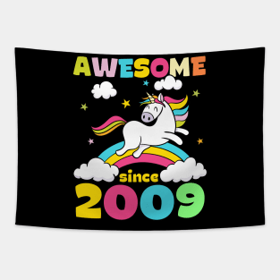 Cute Awesome Unicorn Since 2009 Funny Gift Tapestry