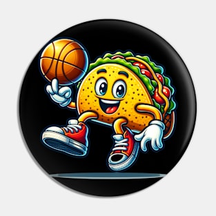 Cinco De Mayo Taco Playing Basketball Pin