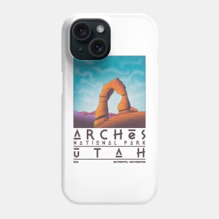 Arches, Utah, USA, Retro Travel Poster Phone Case