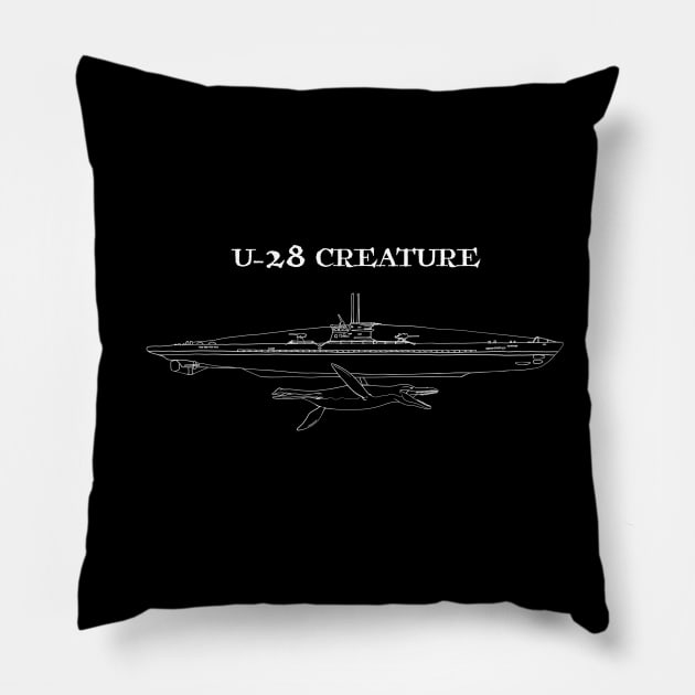 The U-28 Creature - Text Pillow by NikSwiftDraws
