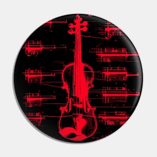 Red  Neon Da Vinci violin blueprint Pin