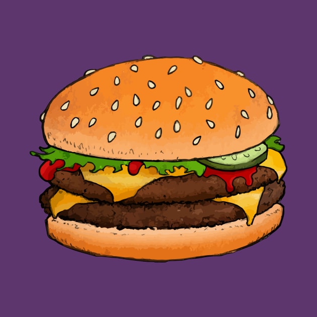 Meaty Classic Cheeseburger T by Justin Langenberg