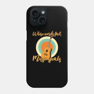 Funny Retro Acoustic Guitar Graphic Design and Guitarist Phone Case